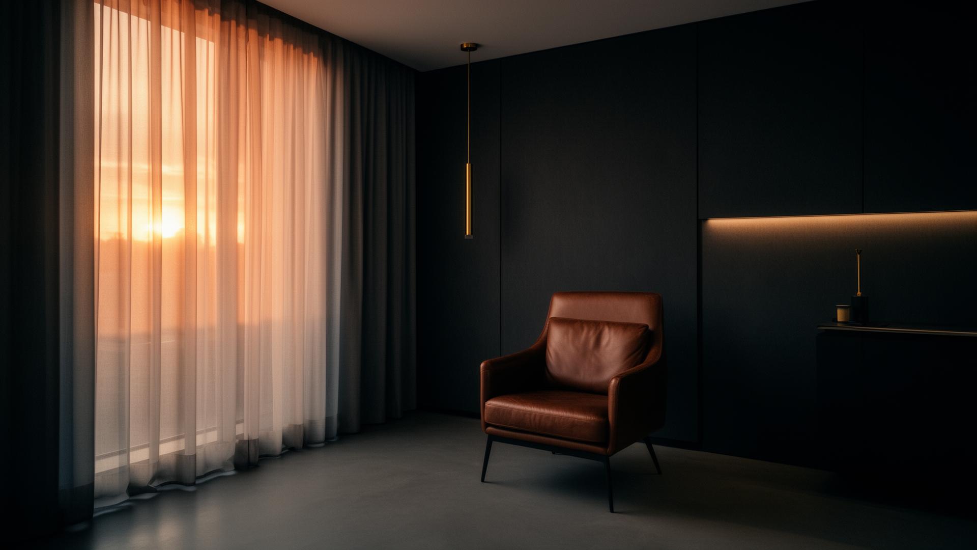 A quiet therapy room at first light